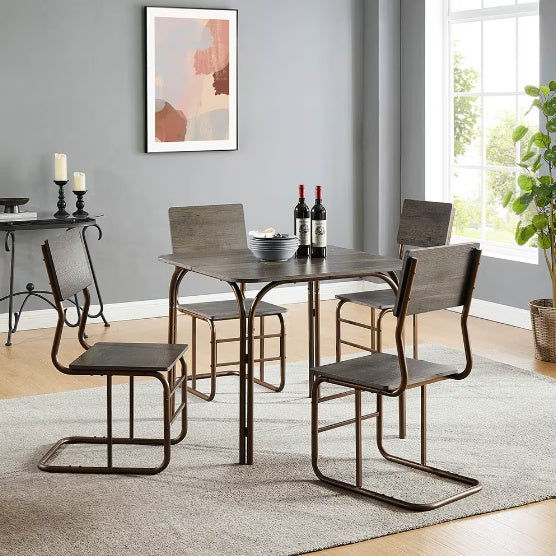 Thumbnail: Elegant 5-Piece Wood & Metal Dining Ensemble