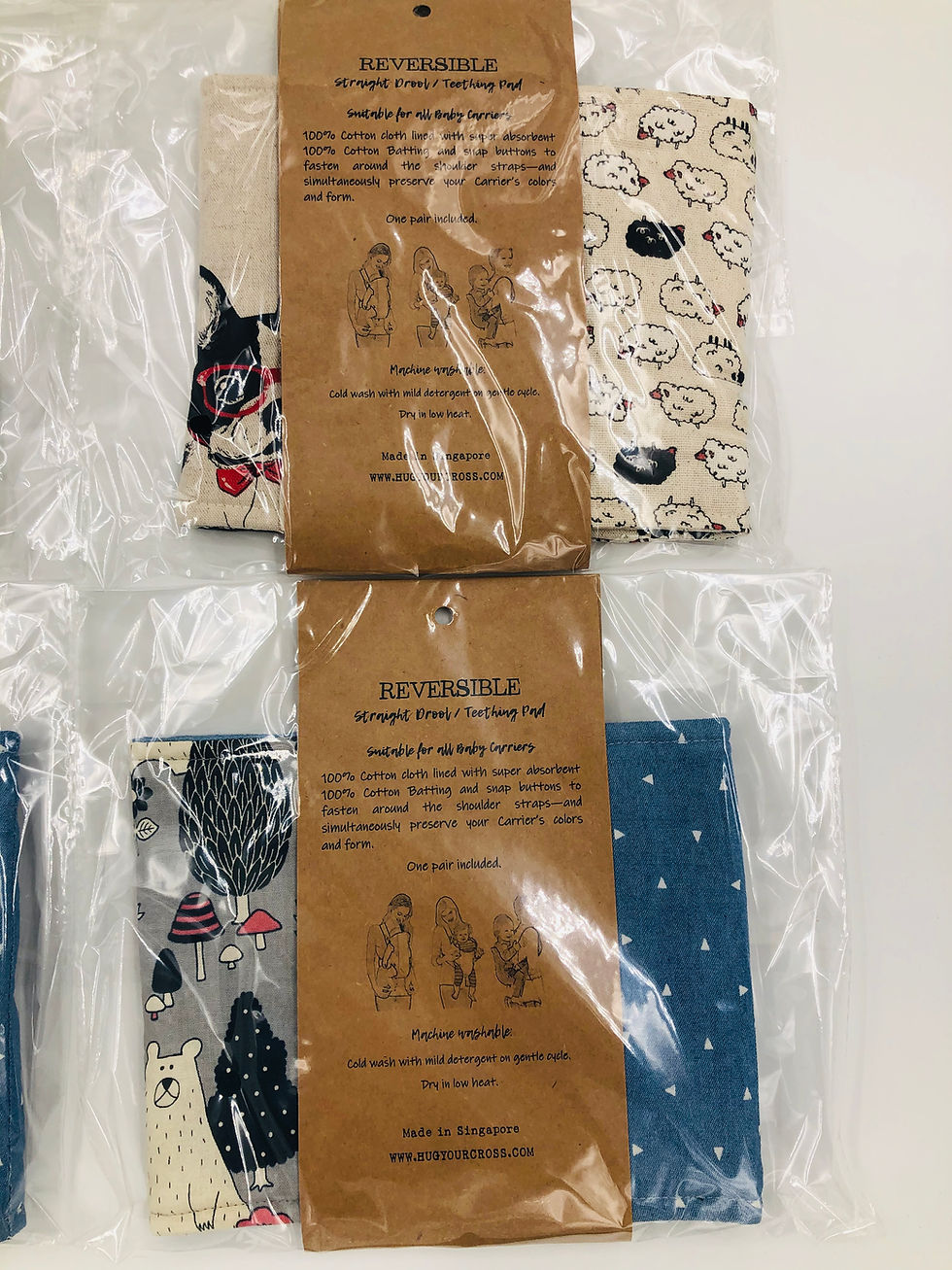 Thumbnail: Straight Drool Pads / Teething Pads Reversible for Baby Carrier