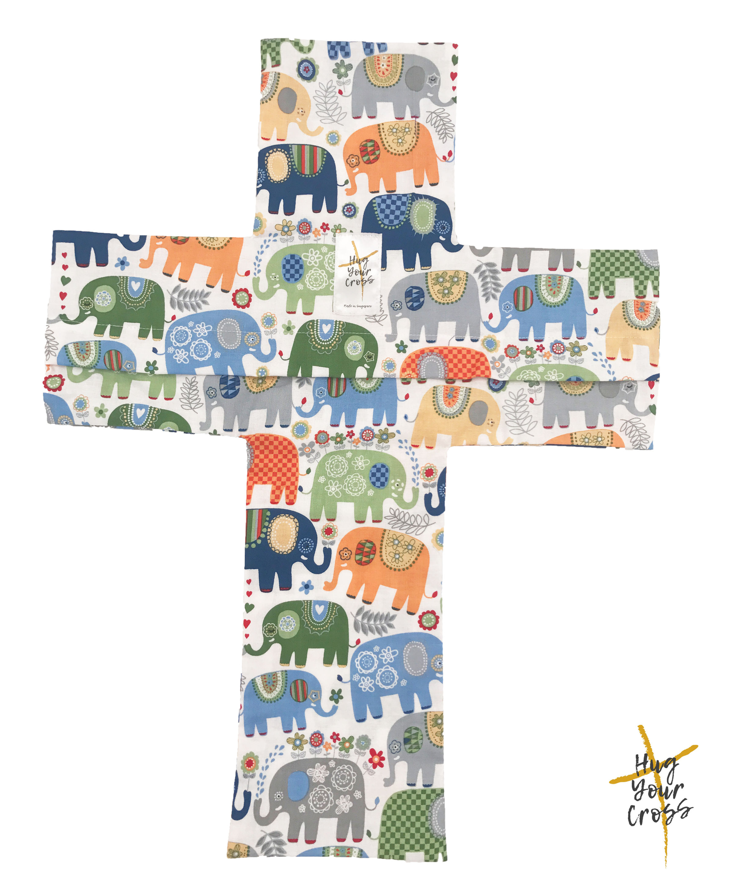 My Colourful Elephants Cross Pillow Cover