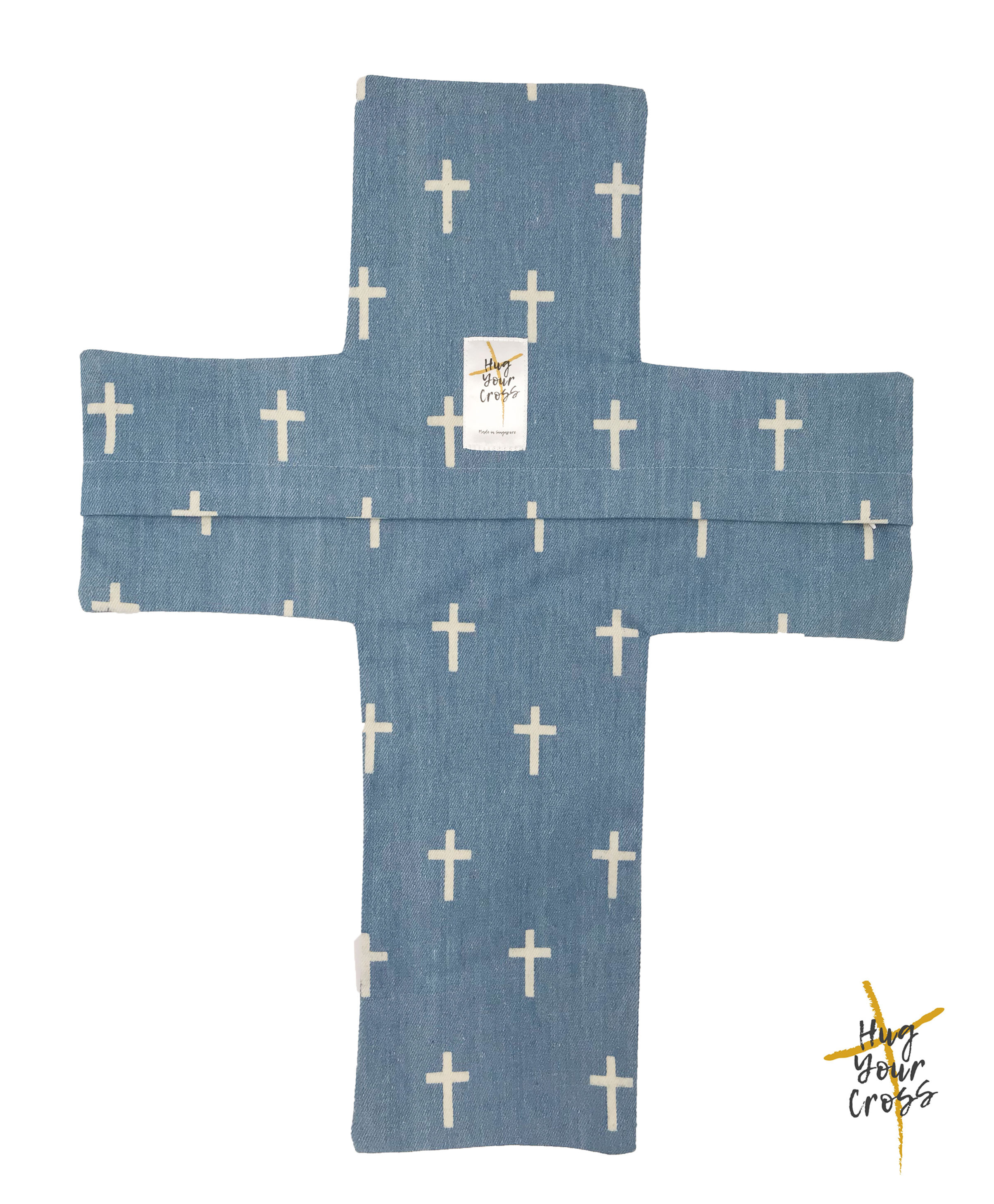 My Little Cross Denim Cross Pillow Cover
