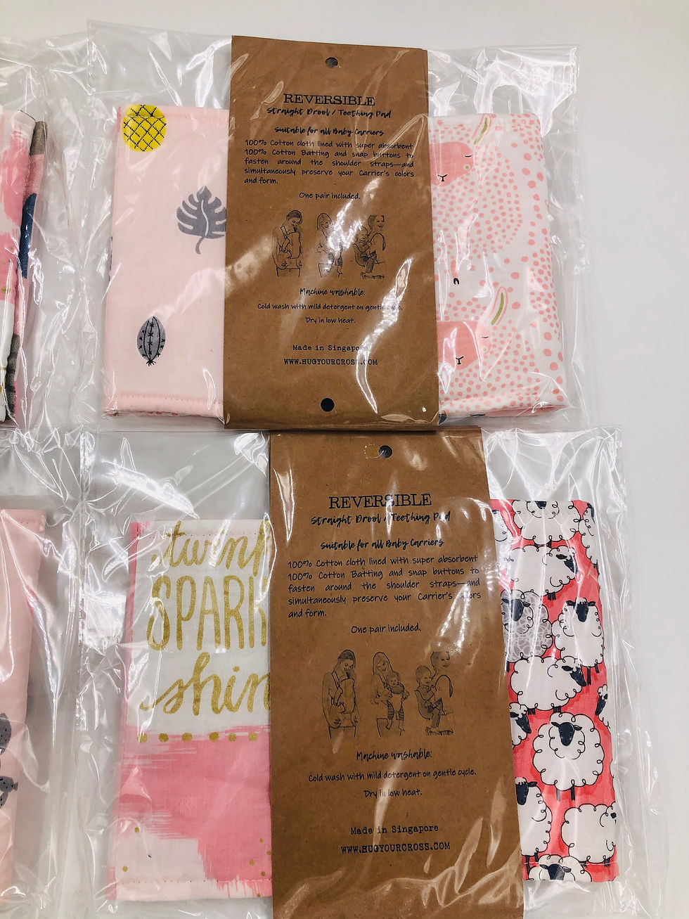 Thumbnail: Straight Drool Pads / Teething Pads Reversible for Baby Carrier