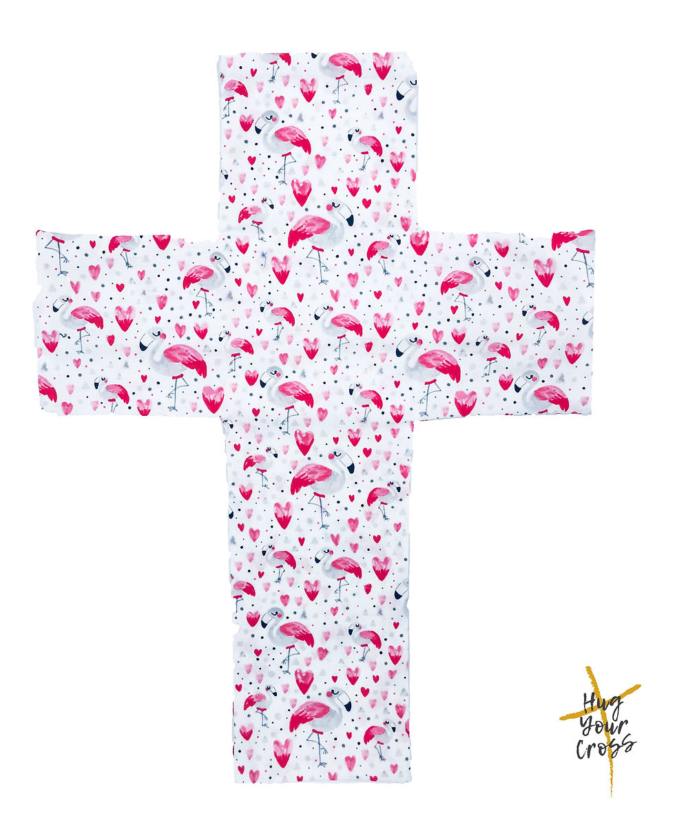 Thumbnail: My Little Flamingo Hearts Cross Pillow Cover