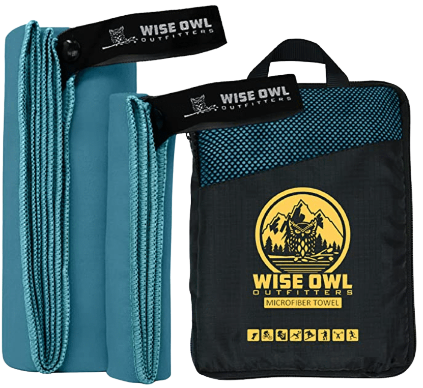 Wise Owl reusable microfiber travel towel.