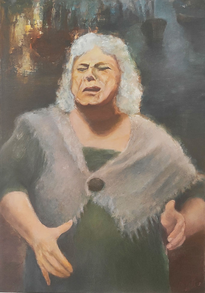 A fisherwoman at the port painting by sylva zalmanson.jpg