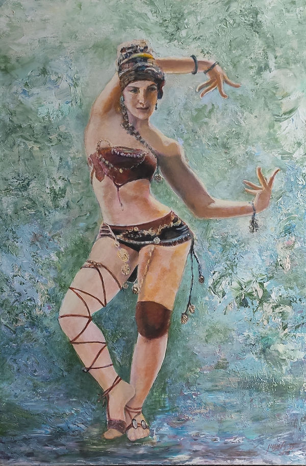 Indian dance painting sylva zalmanson ריקוד רקדנית הודי ציור סילווה זלמנסון