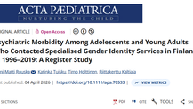 Morbidité psychiatrique chez les adolescents et jeunes adultes adressés à des services spécialisés d’identité de genre en Finlande (1996–2019) : étude à partir de registres 