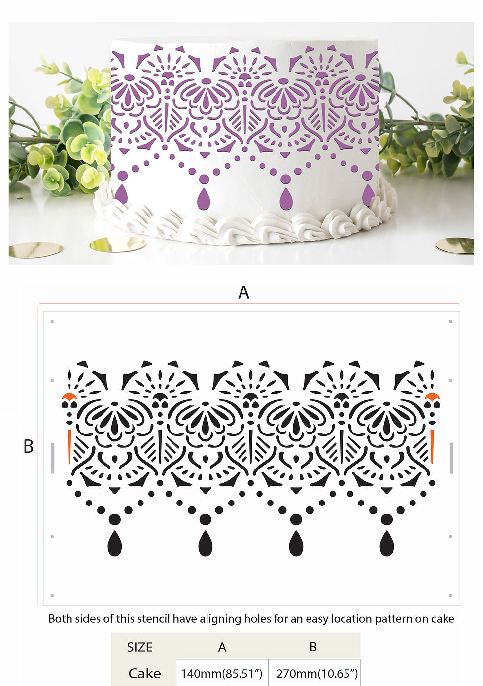 Thumbnail: Lace Border Pattern Stencil LA38