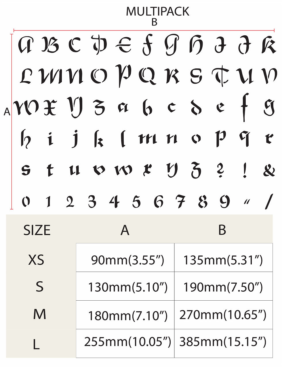 Thumbnail: Old English Style Alphabet Stencil AL15