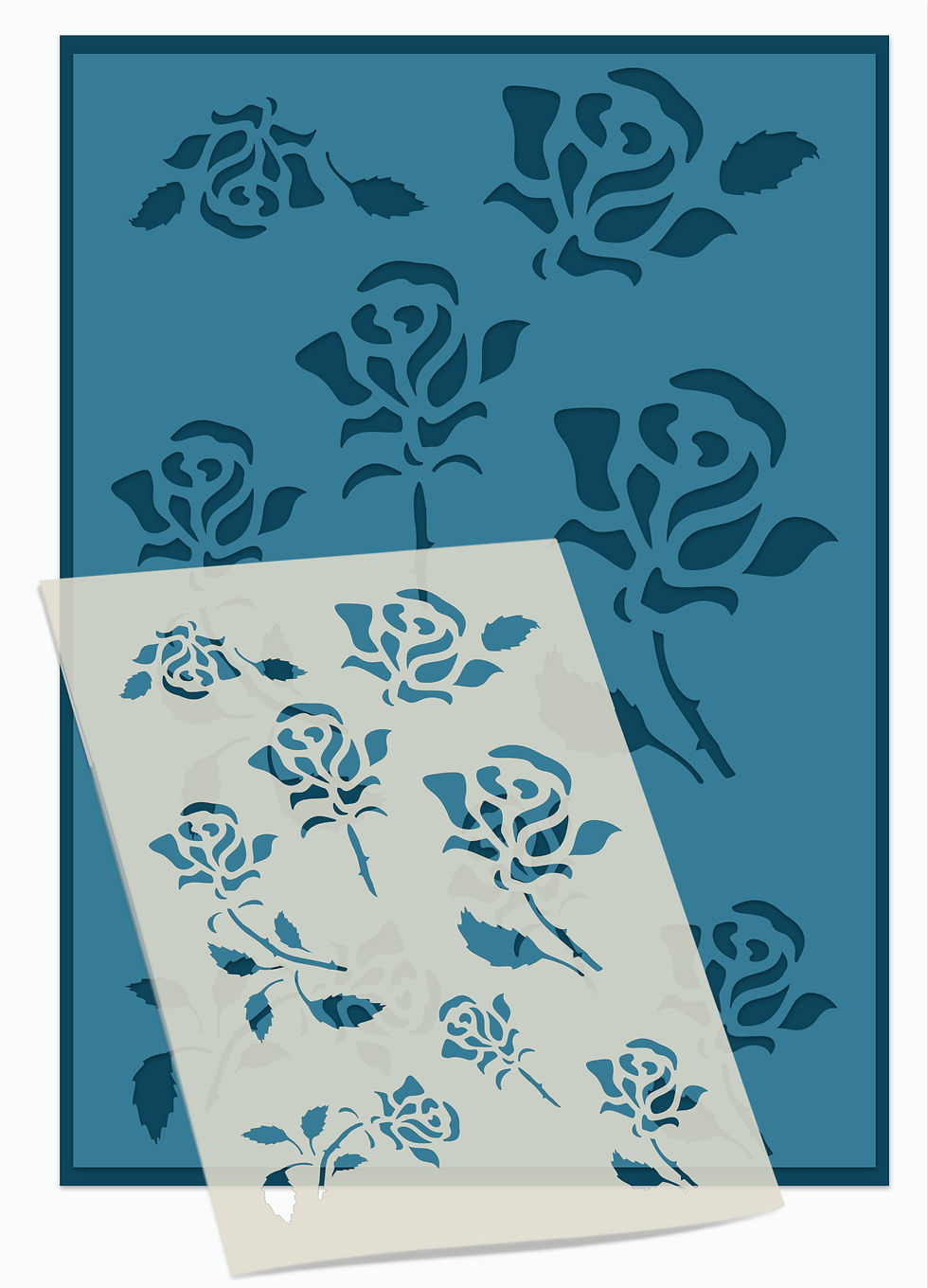 Thumbnail: Flower Set Rose Floral Motif Stencil FL121