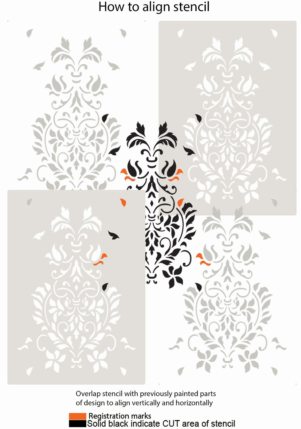 Thumbnail: Damask Floral French Pattern Stencil DA41