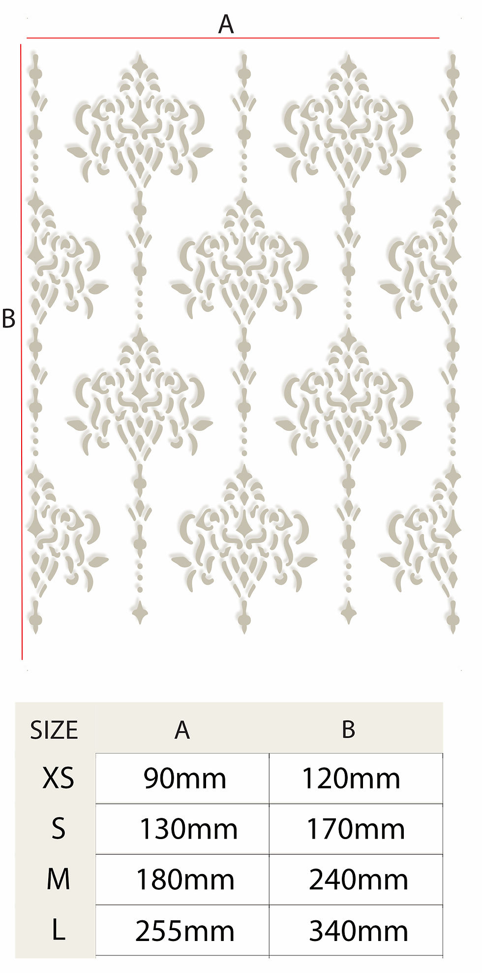 Thumbnail: Damask French Floral Lace Pattern Stencil