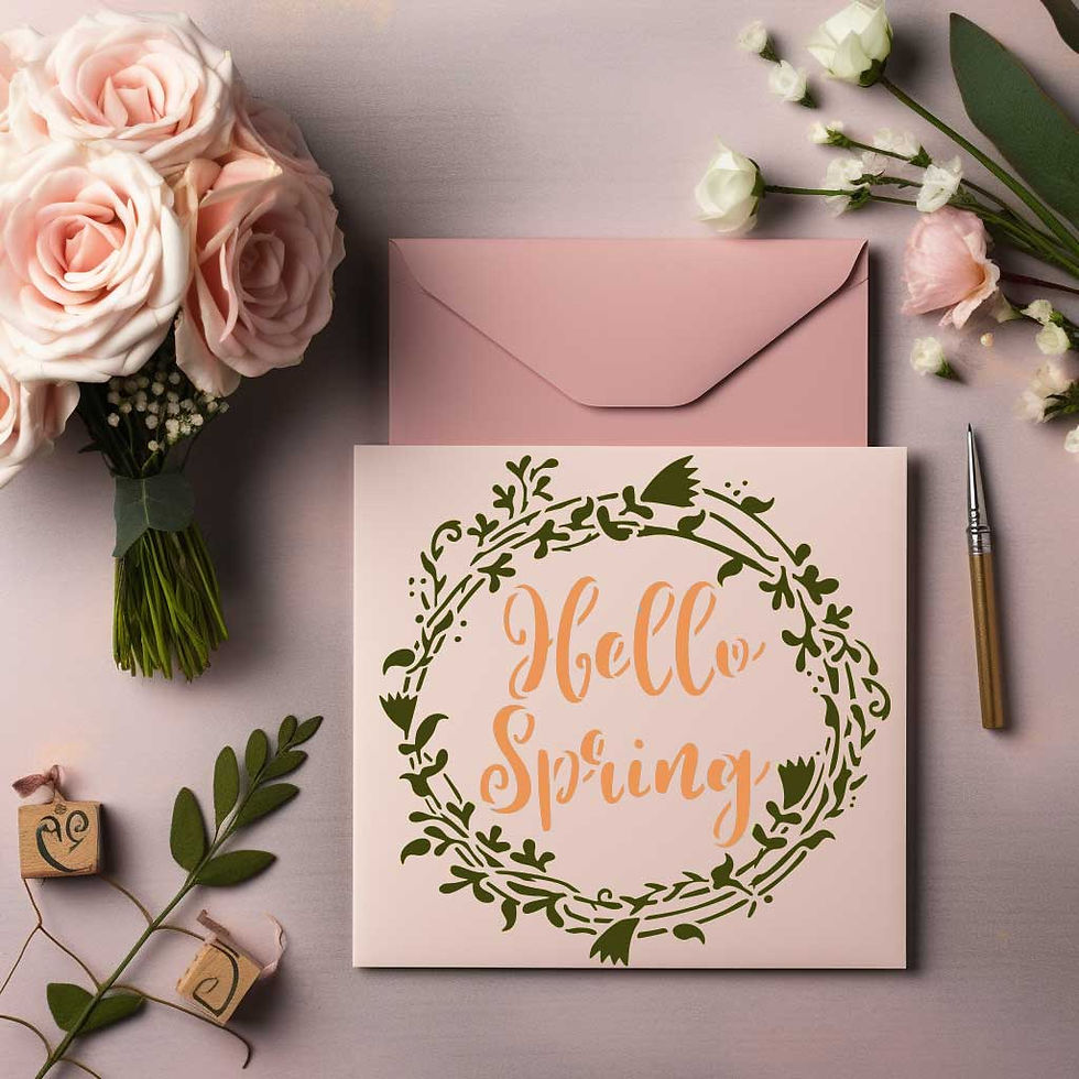 Thumbnail: Hello Spring Stencils Reusable Template EA3