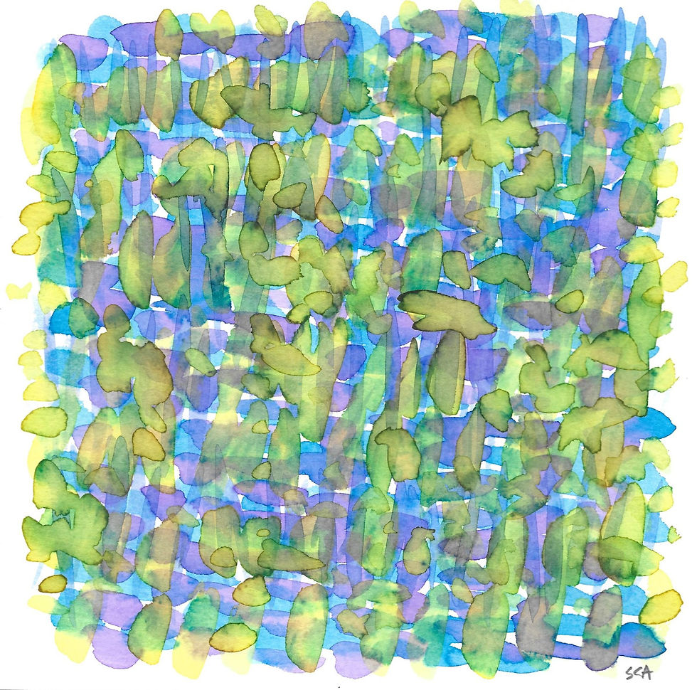 BlueSpring-No03, Waterrcolor Ink, 8"x8"