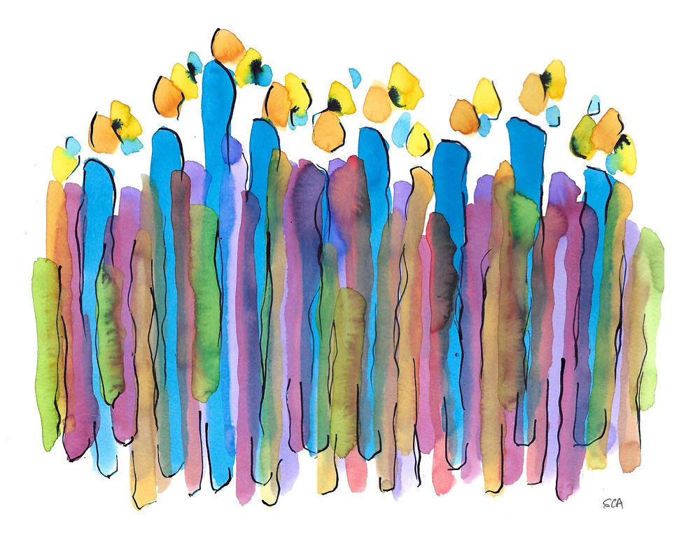 Candles-No18, Ink and Acrylic Ink, 12"x16"