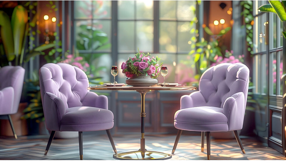 An elegant lavender dining room. Designed by Magnific.com.