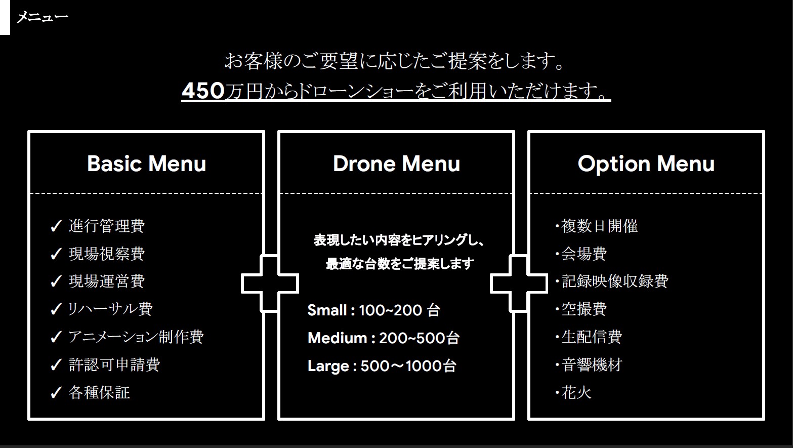 ドローンショー 夜間演出