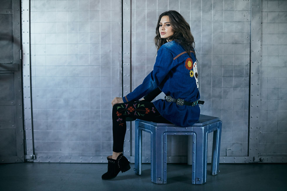 Thumbnail: Boho Floral Embroidered High-Rise Leggings