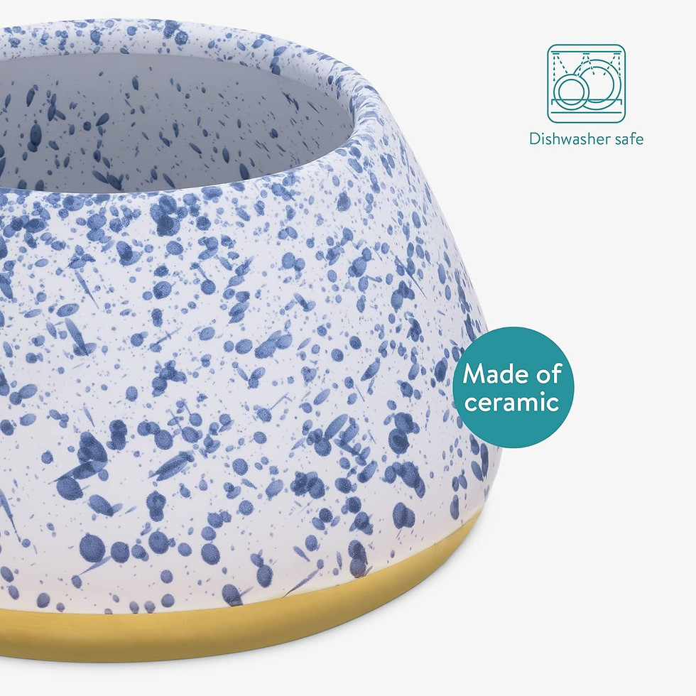Thumbnail: Navaris Ceramic Dog Bowl - Water & Food Bowl for Dogs with Long Ears Cocker Spa