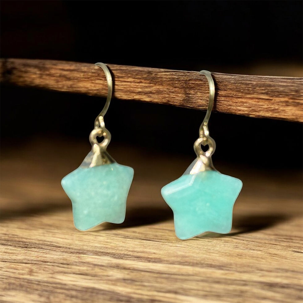Thumbnail: Aquamarine Star Earrings – Gold Dangle Earrings