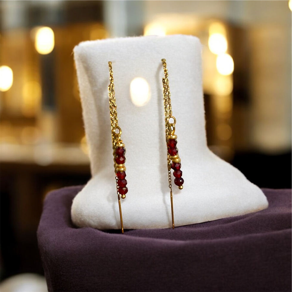 Thumbnail: Sparkling Blue Threaded Earrings