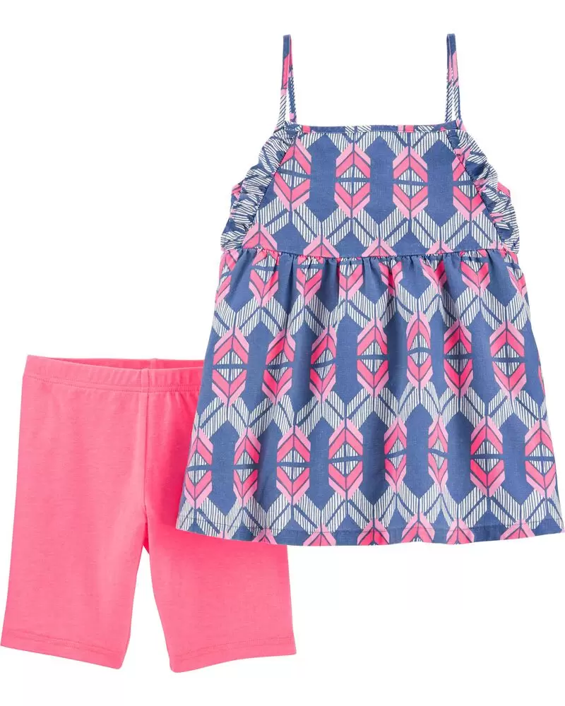 Set 2 piezas Carter's short rosado y blusa tirantes azteca