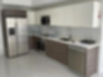 Luxury custom made kitchen with modern dark wood and white cabinets