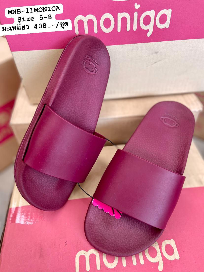 MNB-Moniga11 สีมะเหมี่ยว รองเท้าแตะสวมไฟล่อน Monobo/โมโนโบ้ Size 5-8 (6คู่)