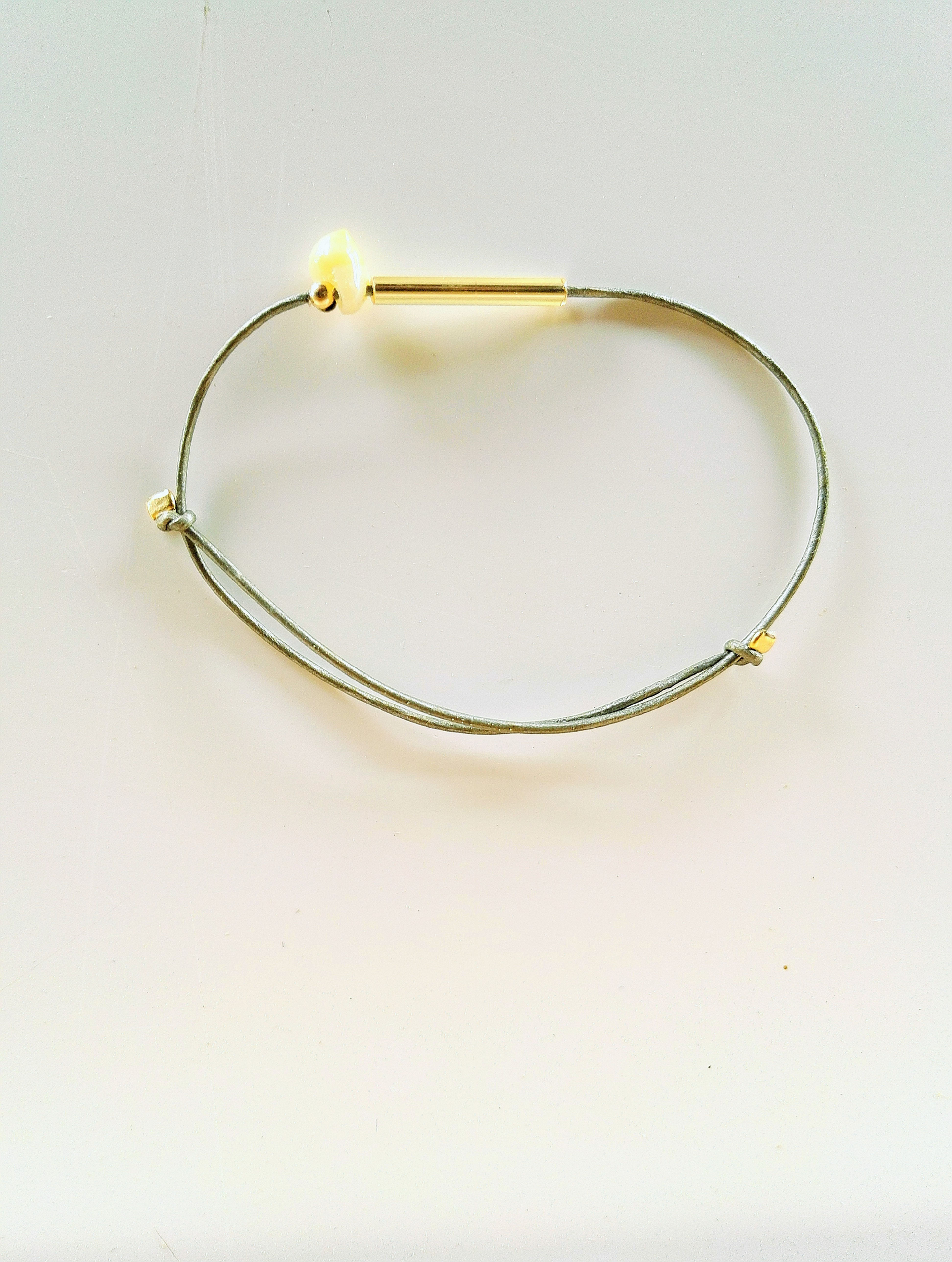 Bracelet DUNE cuir Gris-vert