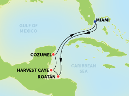NCL Escape Western Carribean Miami Cozumel Harvest Caye Roatan
