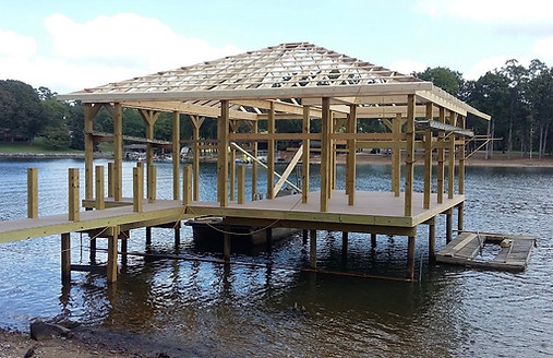 Photo of a dock on the lake in construction