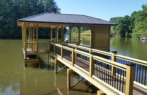 Photo of a completed dock on the lake