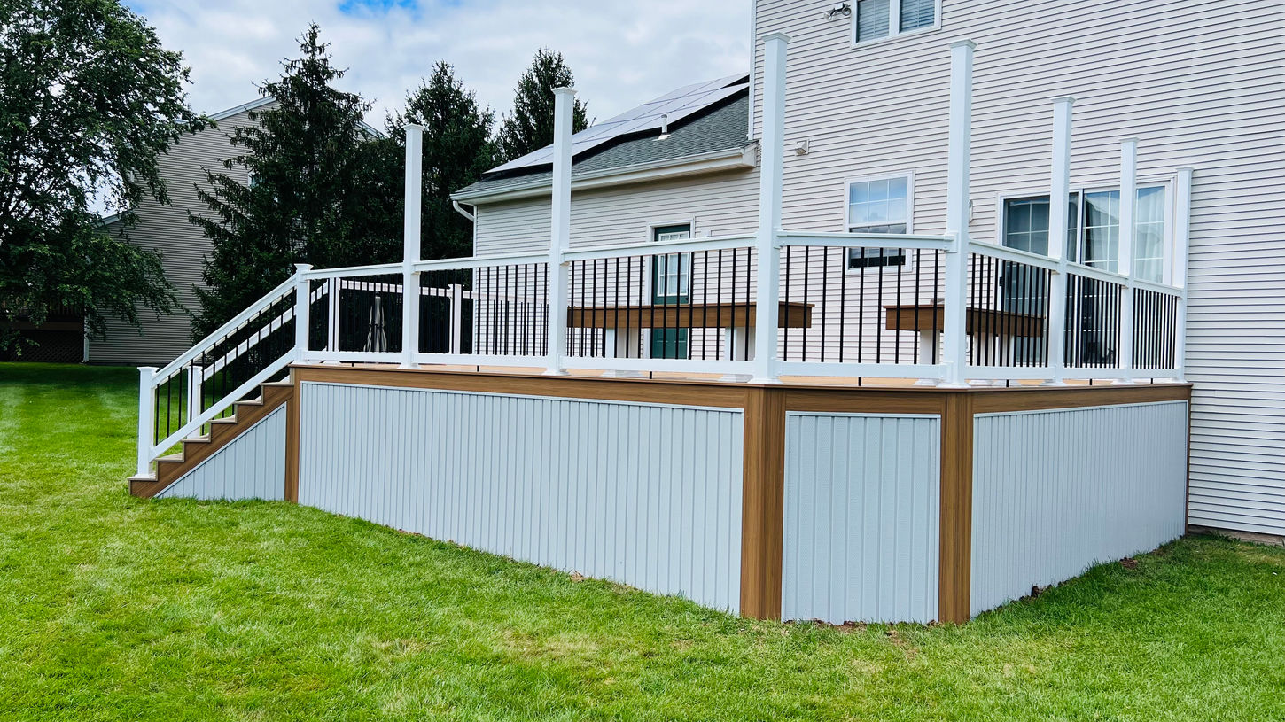 Complete new deck view from the yard