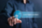 Understanding customer journey concept shown by a business professional interacting with a virtual touch screen interface highlighting a customer journey map and checkmark icon.