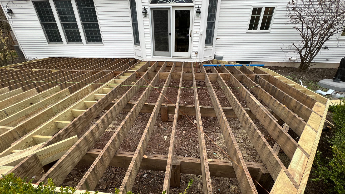 Deck frame ready of deck surface installation