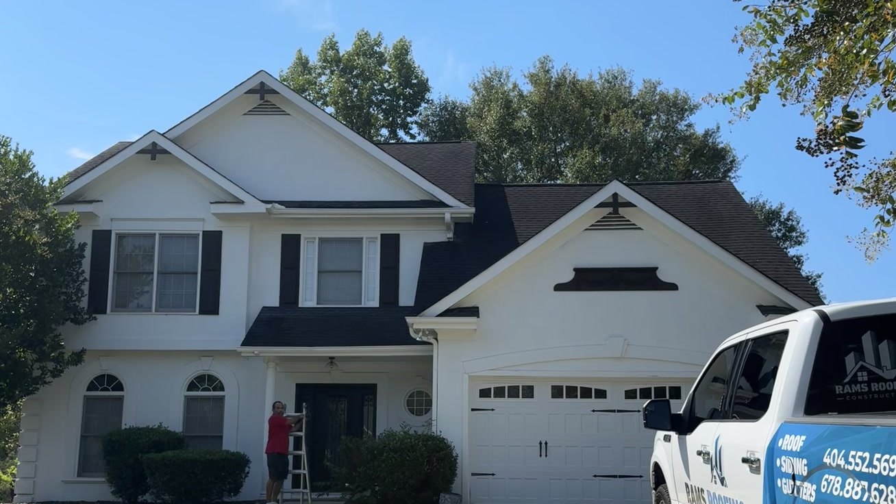 RAMS Roofing truck at an Atlanta home