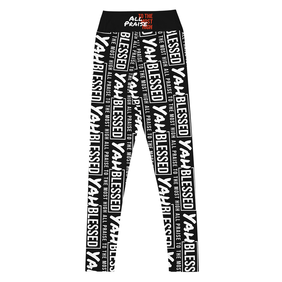 Thumbnail: YAH Blessed ALL OVER PRINT Patterned Black Yoga Leggings