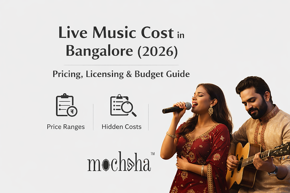 Guide to Live Music Costs in Bangalore (2026): Explore pricing, uncover hidden costs, and understand the essentials for a seamless music booking experience.