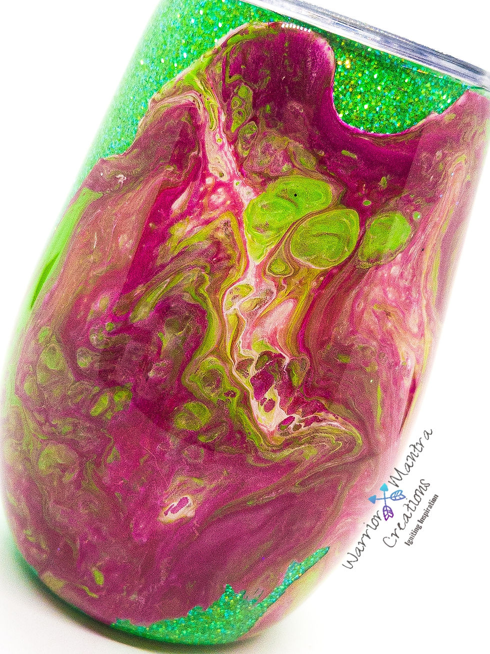 Thumbnail: 14oz WineTumbler -Green Glitter w/ Acrylic Skin and Drink Up Grinches Decal