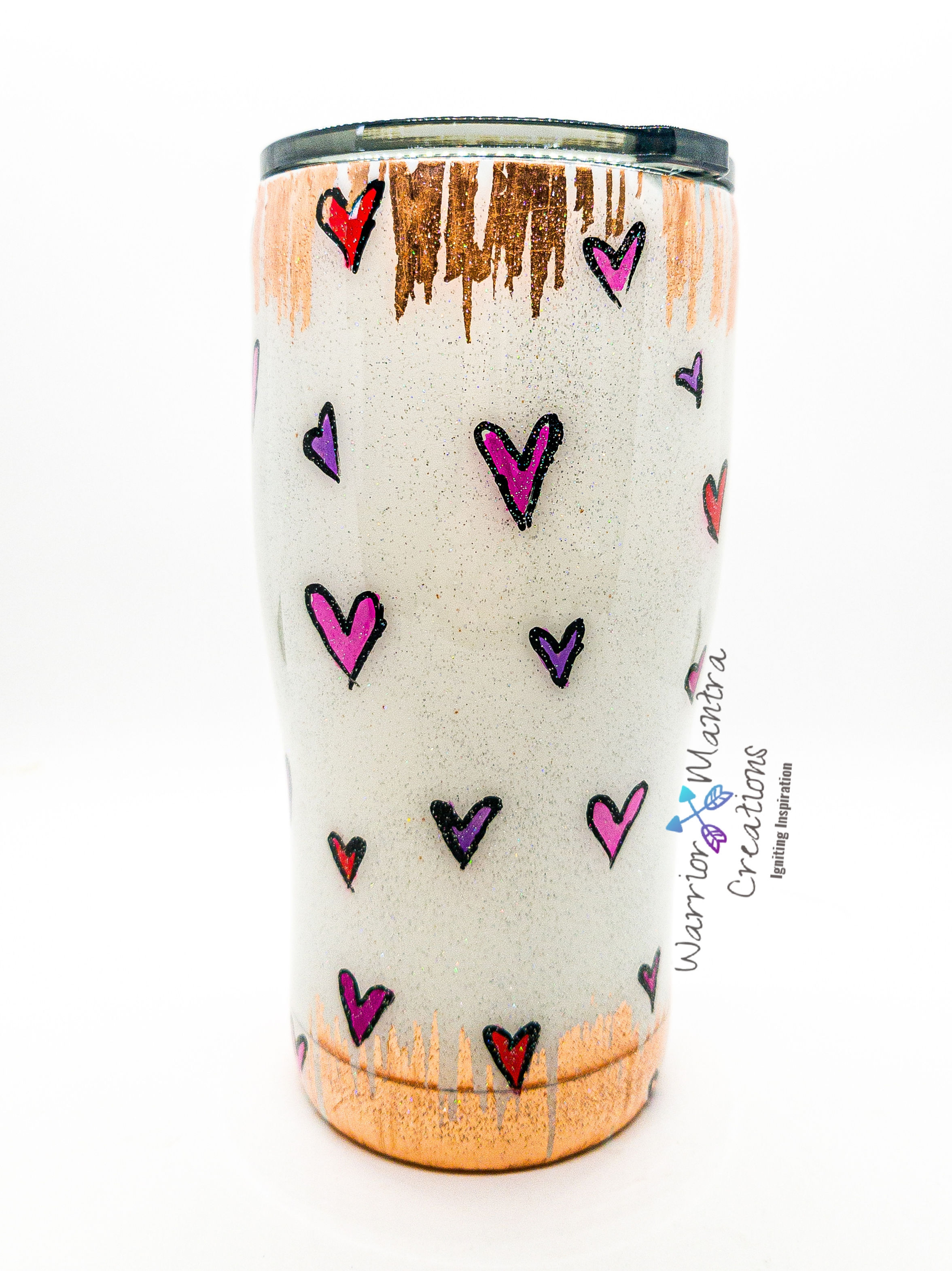 Custom Alcohol Ink Hearts with foil and glitter