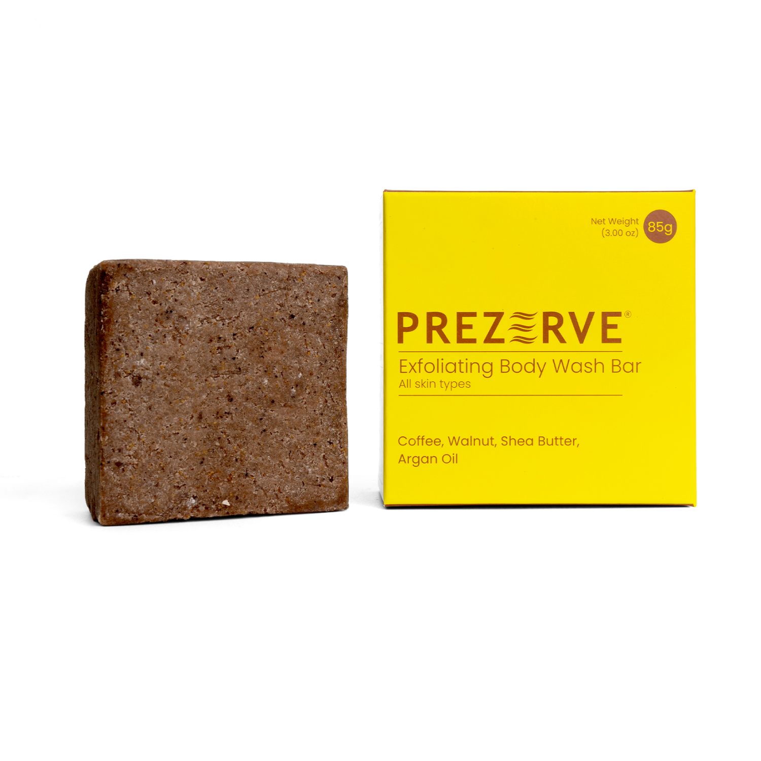 Prezerve - Exfoliating Body Wash Bar with Coffee and Walnut (85 gms)