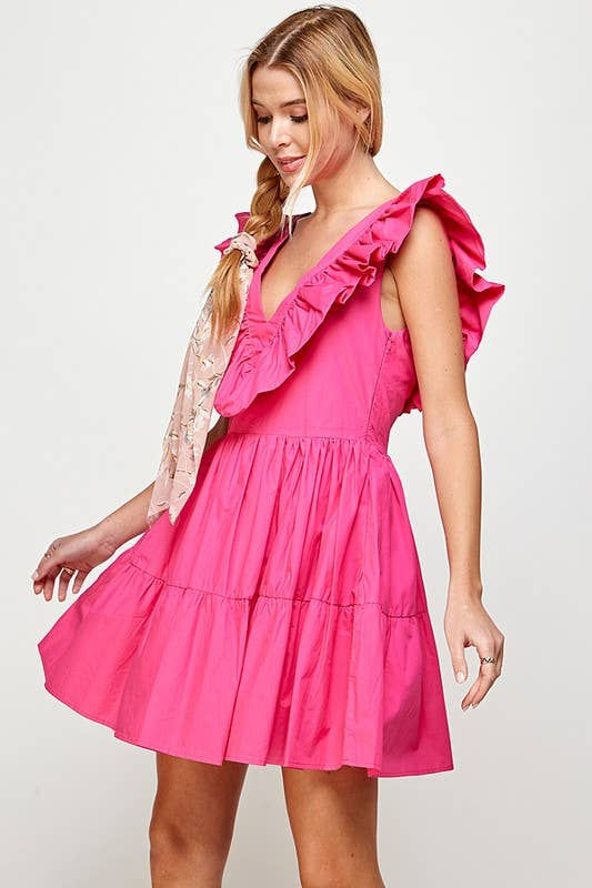 Thumbnail: Romantic Ruffle Tiered Dress with Open Back