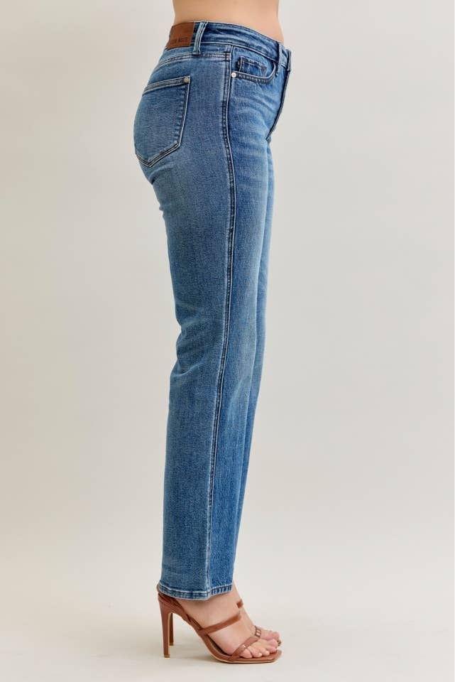 Thumbnail: Mid Rise Slim Straight Rigid Magic Button-Fly Jean