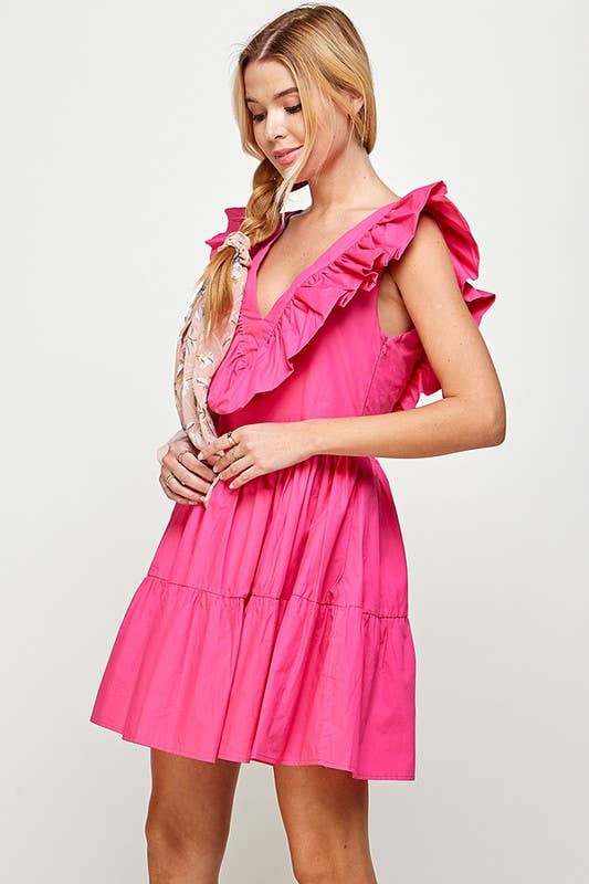Thumbnail: Romantic Ruffle Tiered Dress with Open Back