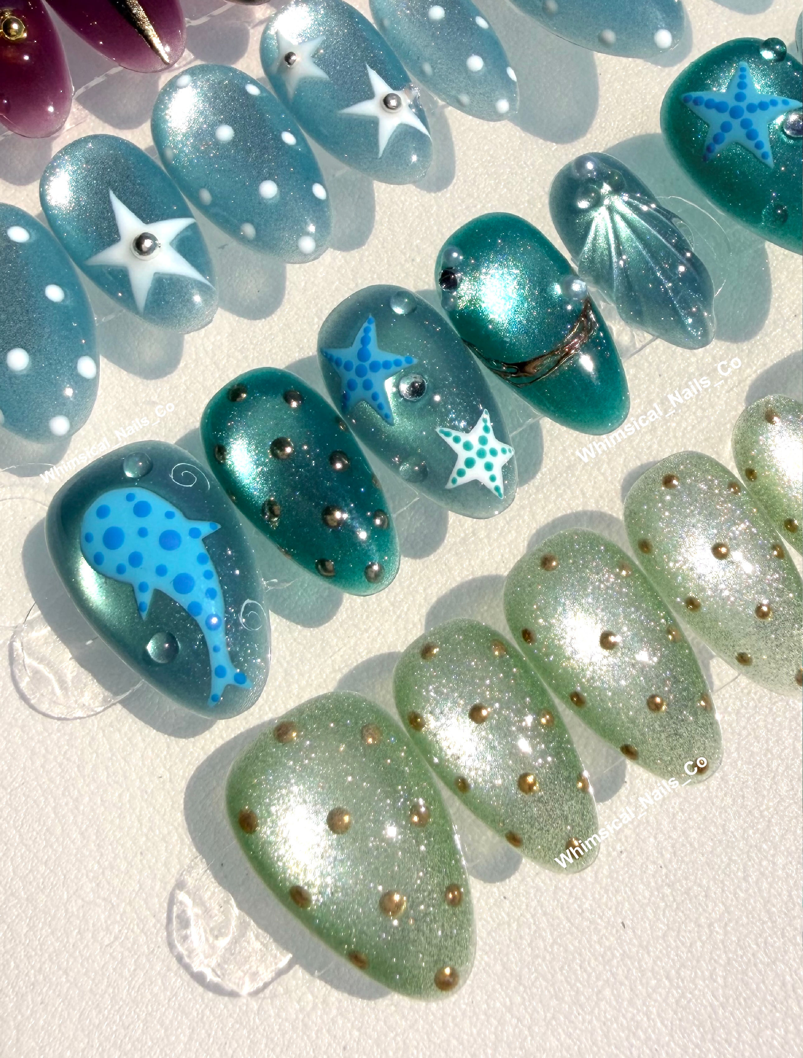Two Tone Aurora Starfish Nails