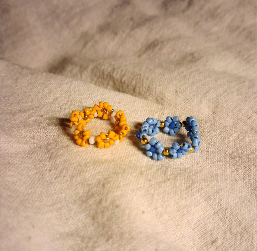 Two beads flower rings handmade