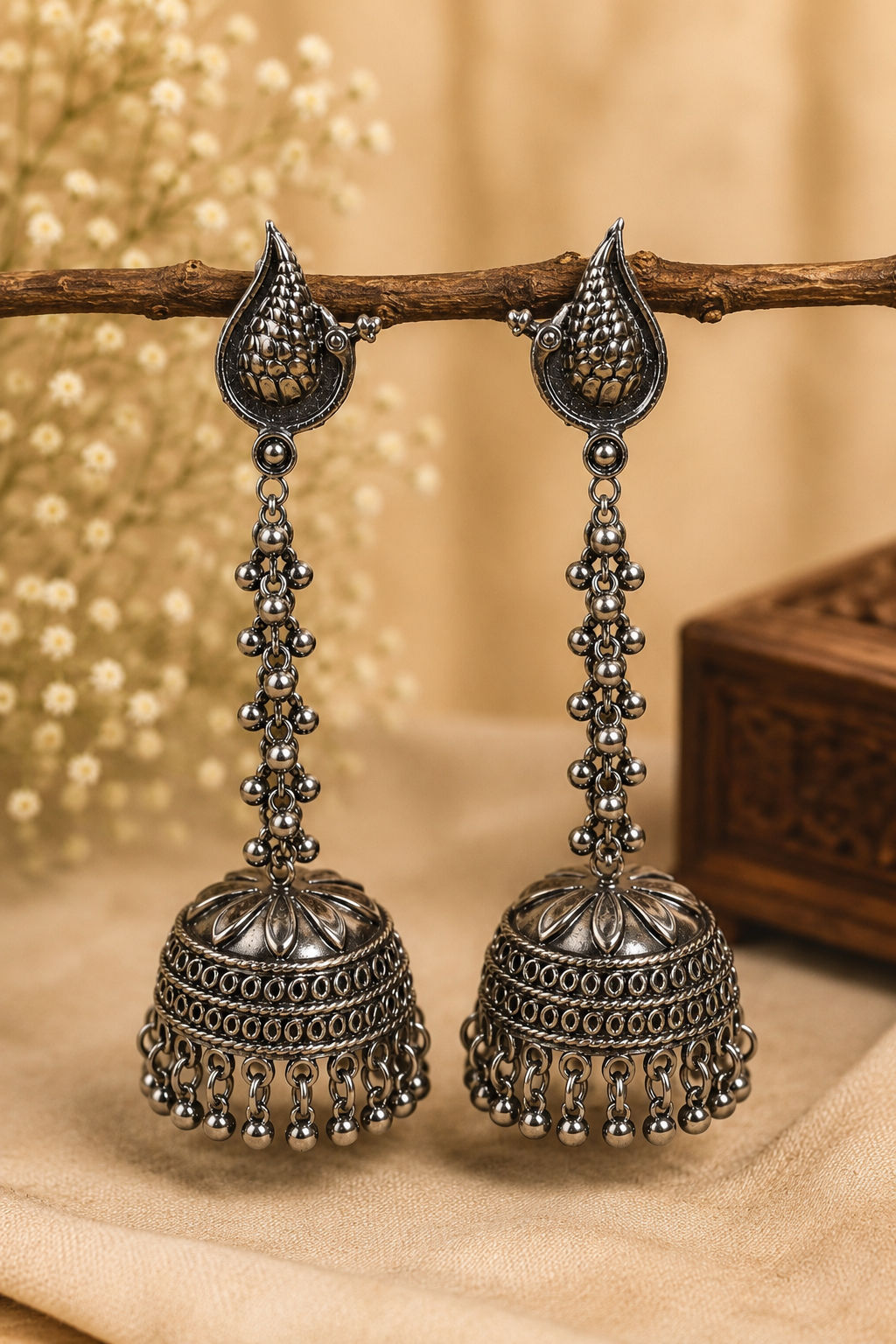 Oxidized Long Jhumka Earrings for Women | Traditional Ethnic Dangler Earrings