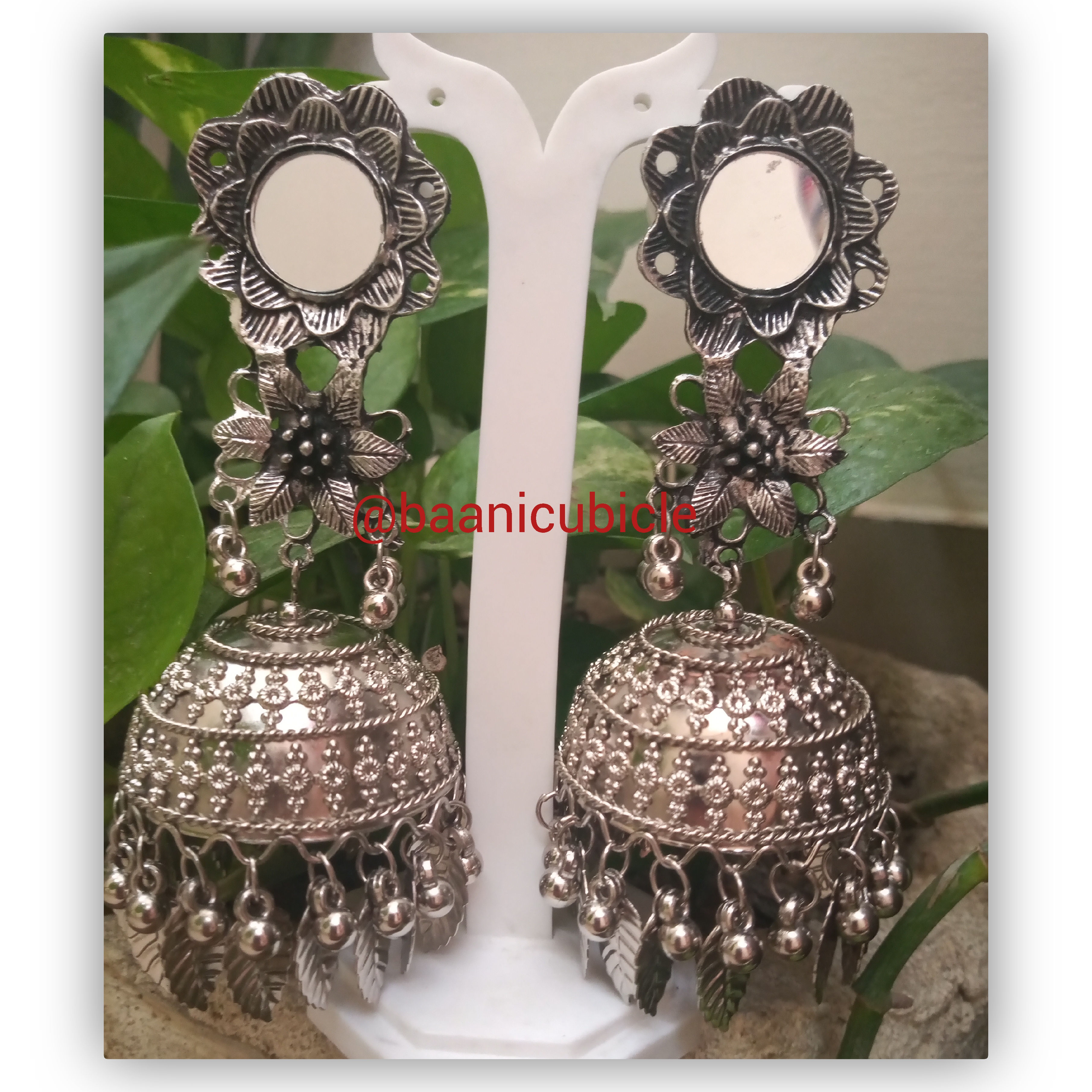 Foral Oxidised Jhumkas
