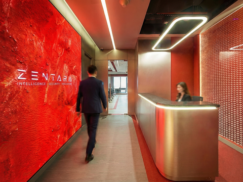 Interior of the modern Zentara HQ designed by INSADA, featuring sleek surfaces, advanced equipment integration, and a clean, efficient layout for innovation.