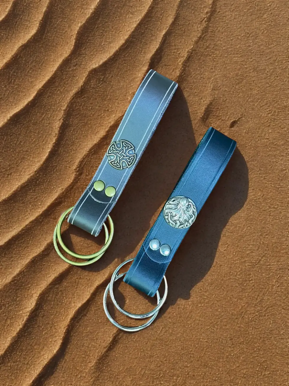 Thumbnail: Pair of Leather Skirt Hikes with Conchos