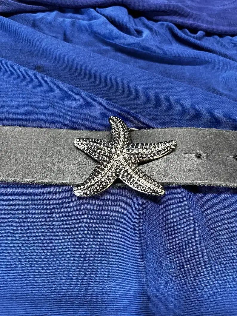 Thumbnail: 1.5 inch Leather Starfish Belt